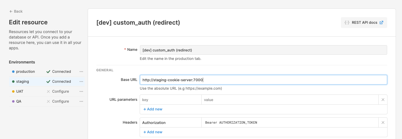 Configuring environment resources