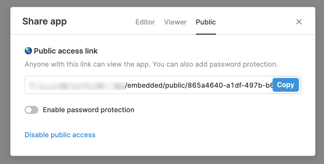 Enabling a public access link