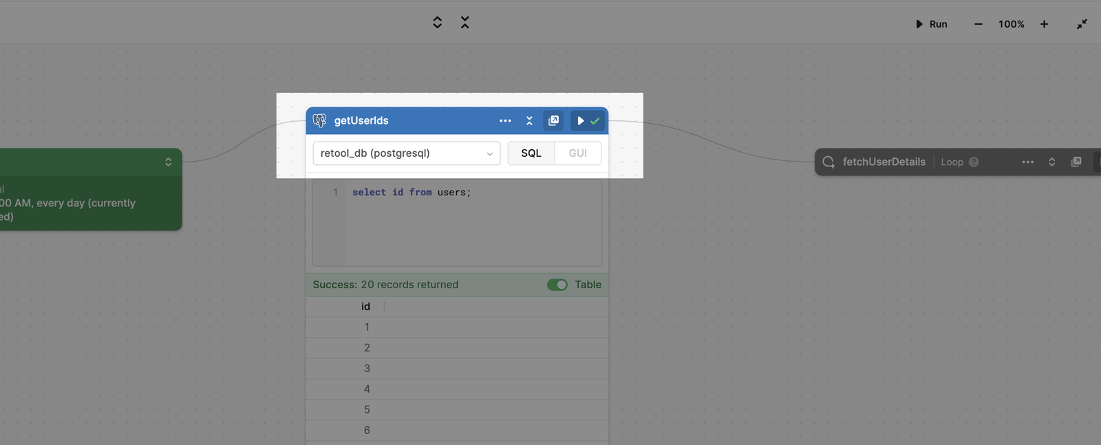 Using Retool DB in Workflows blocks