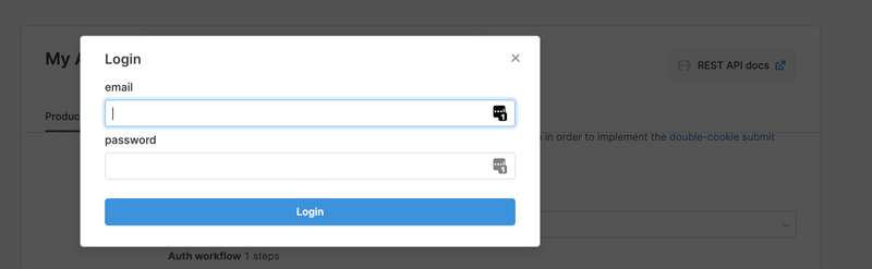 Username and password modal