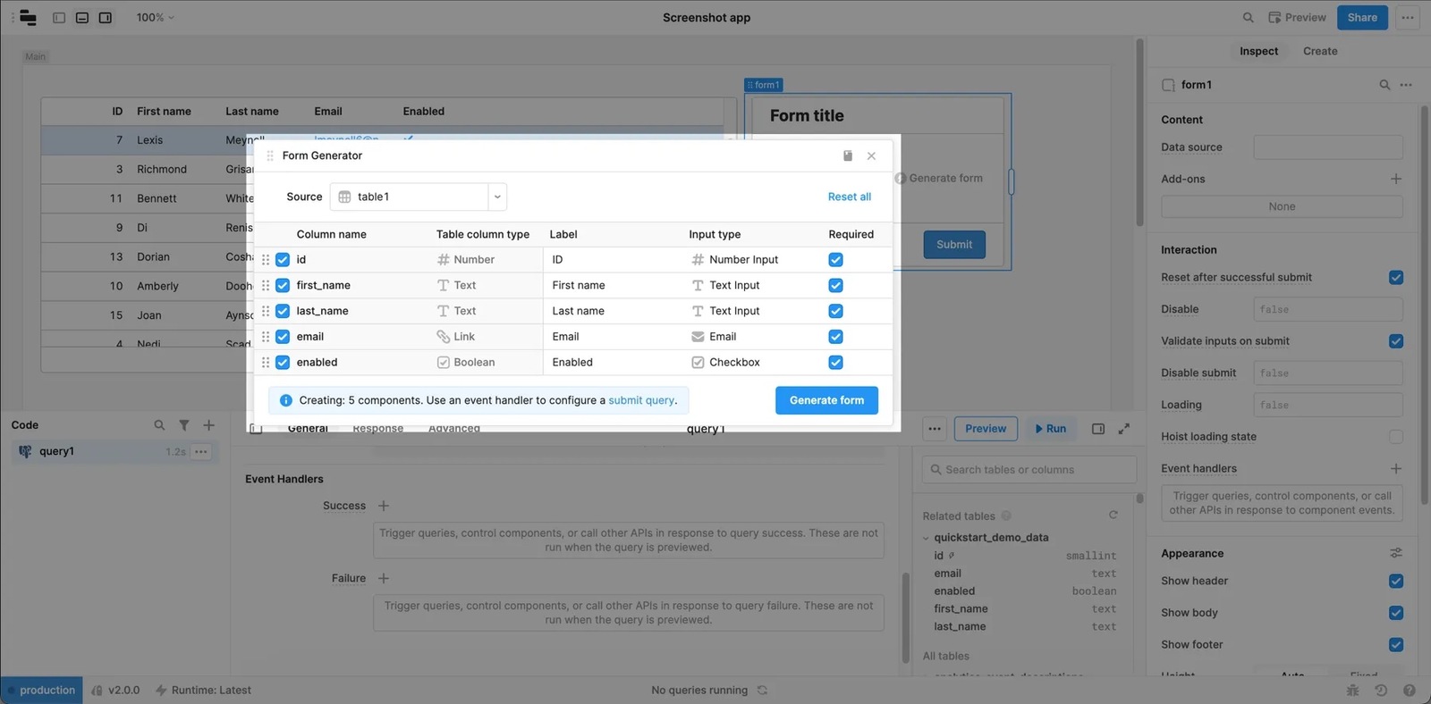 Generating a form