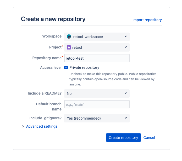Create a new Bitbucket repository