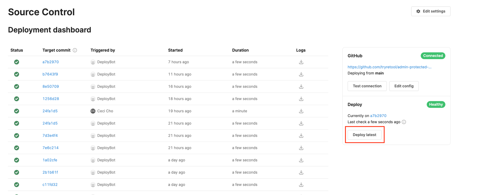 Deployment Dashboard