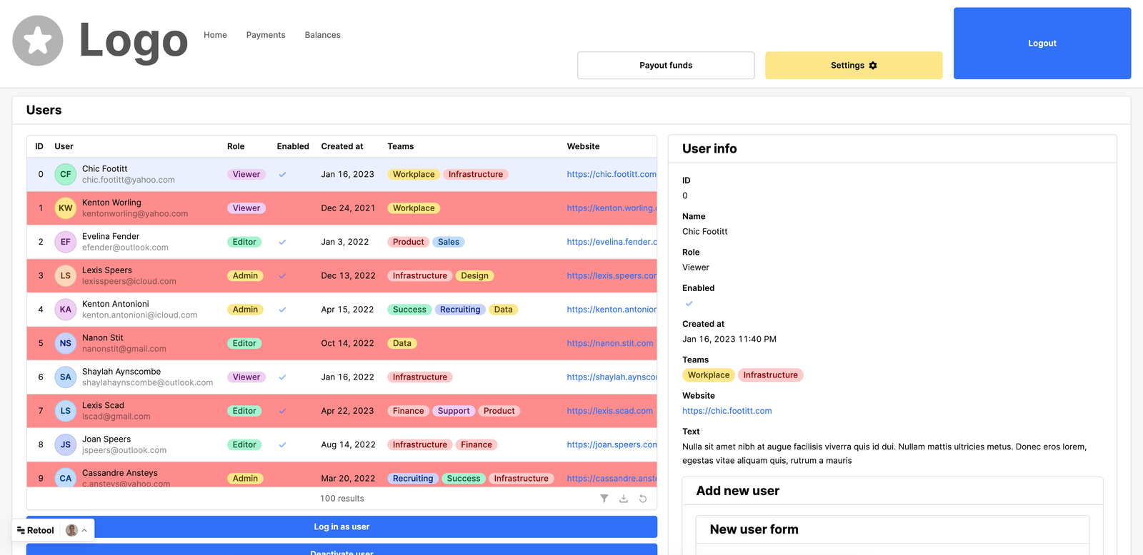 Container header background, font size and alignment