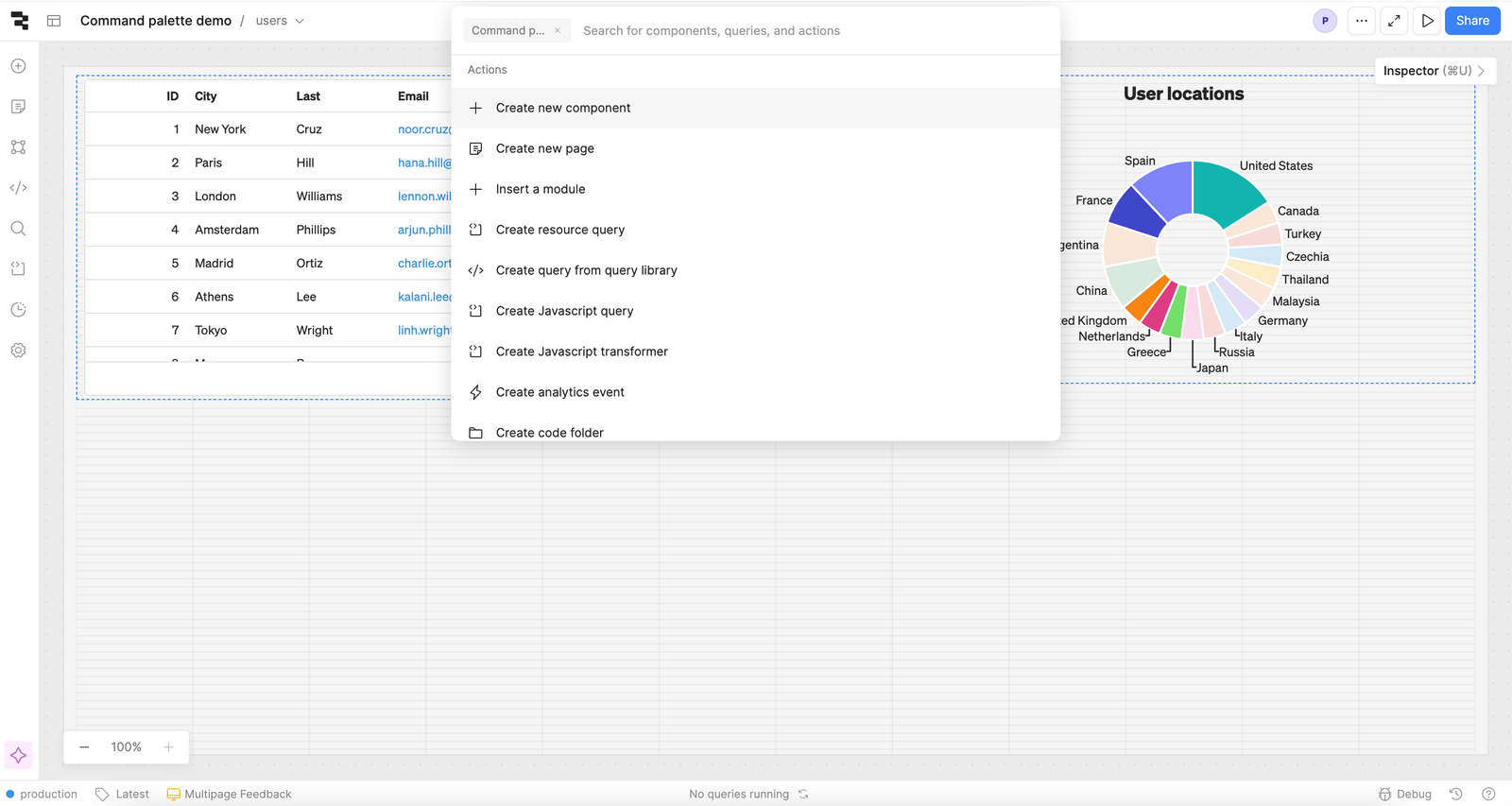 App commands in Command Palette