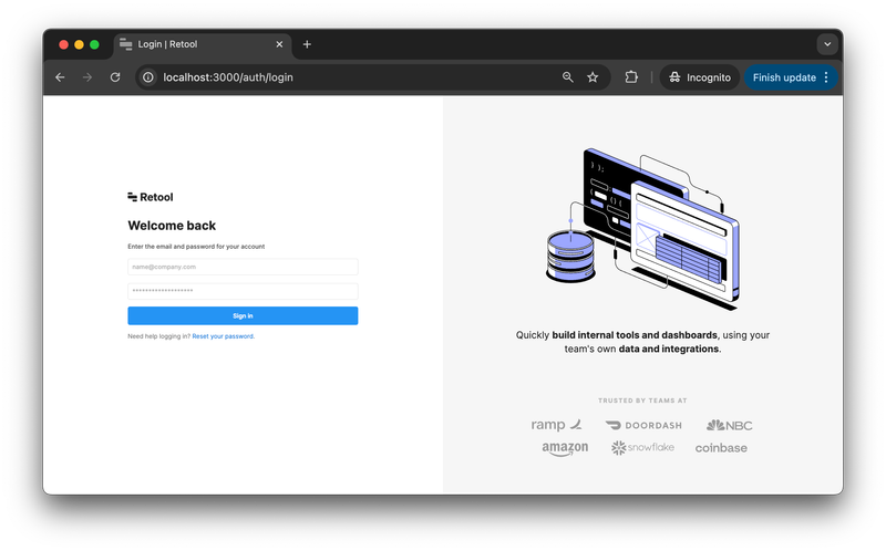 Retool Login Screen