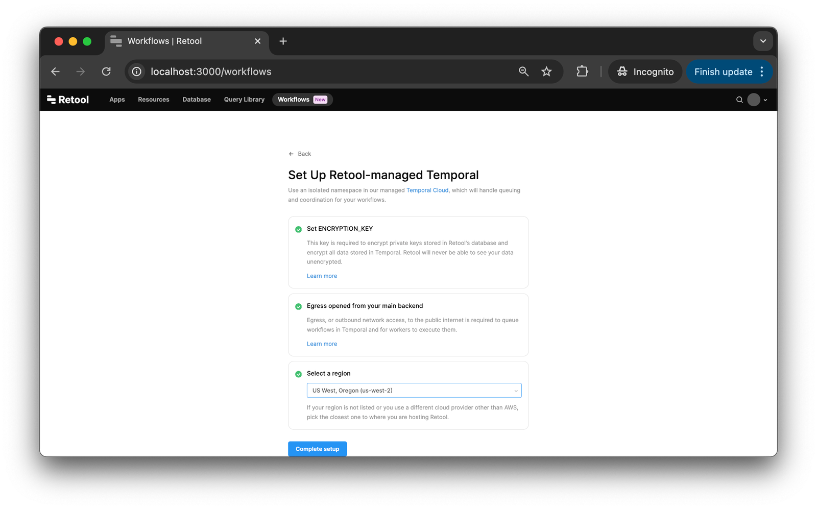 Configure Encryption, Egress, and Region