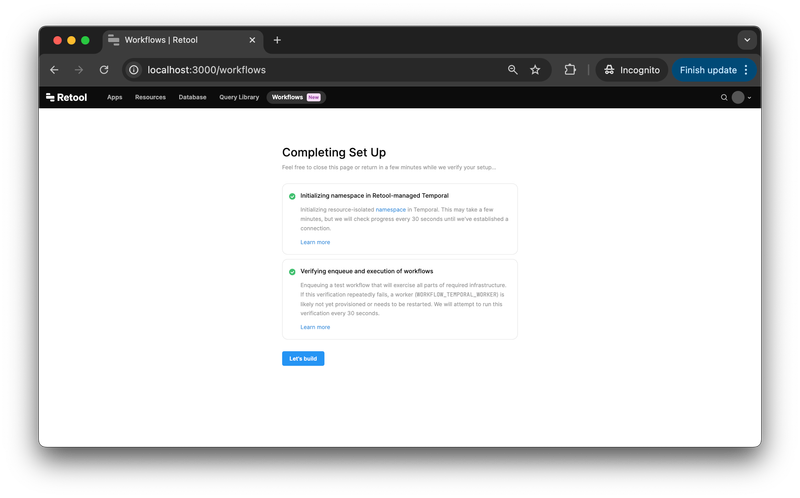 Completing Setup