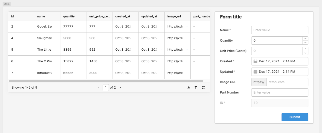 There are 9 existing entries. The ID of the new entry is `10`.