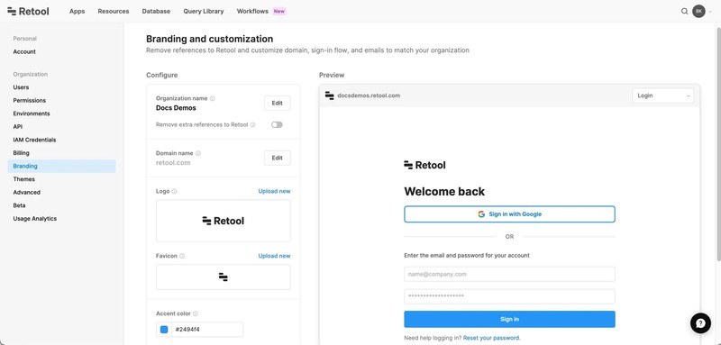 Viewing branding settings