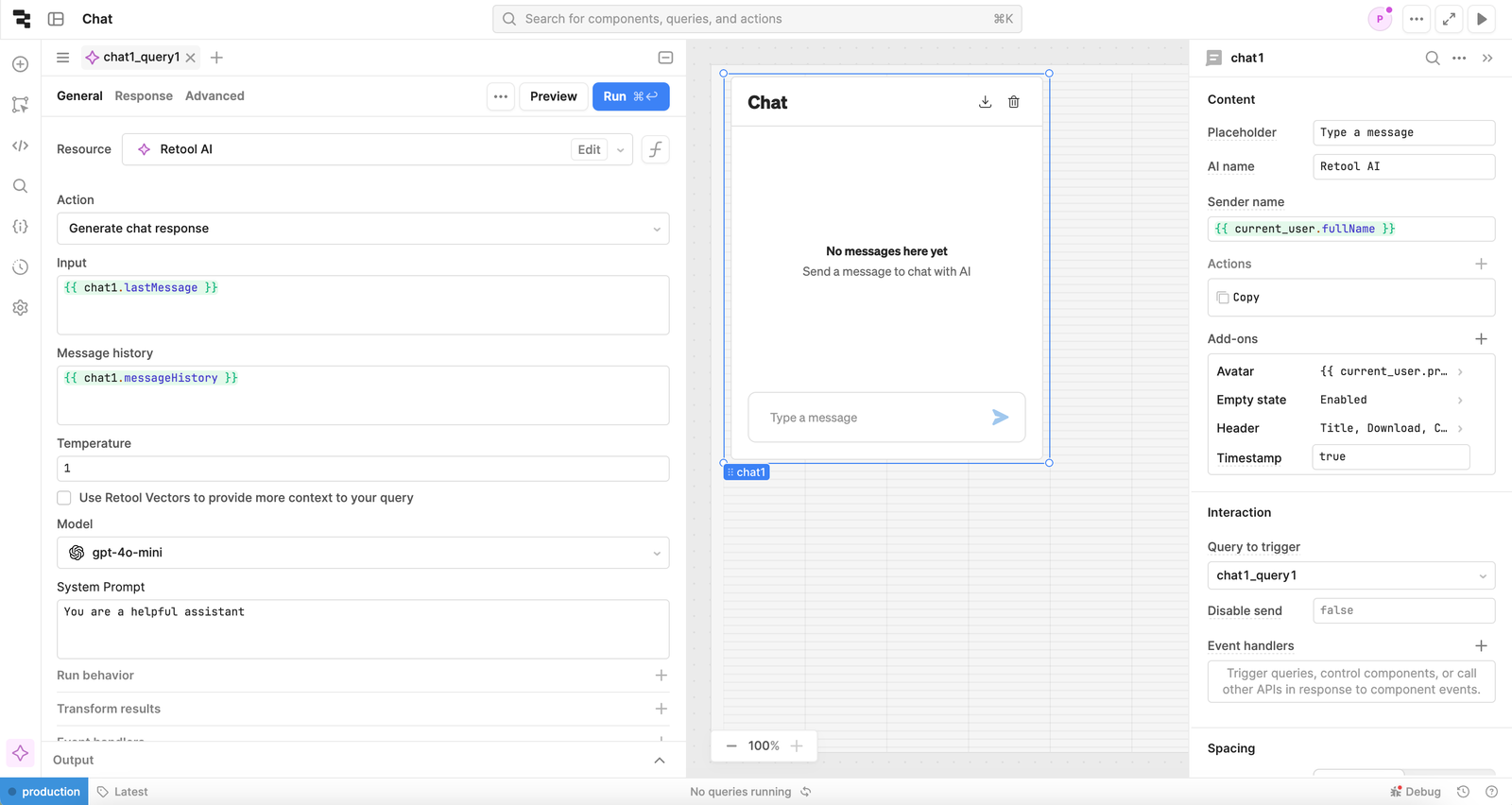 Automatically-generated Retool AI query