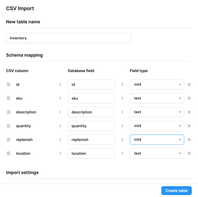 CSV Import