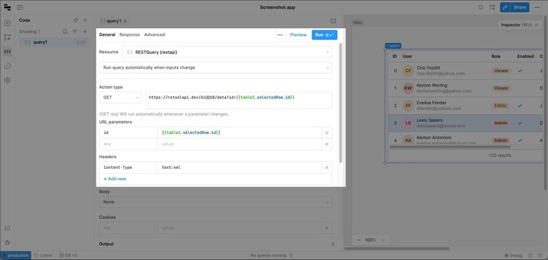 Example GET request passing id as a URL parameter