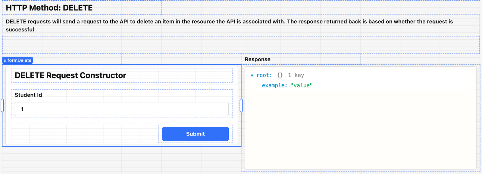 DELETE request form