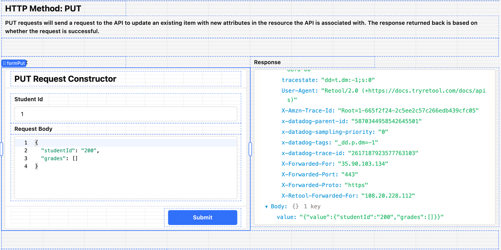 PUT request form