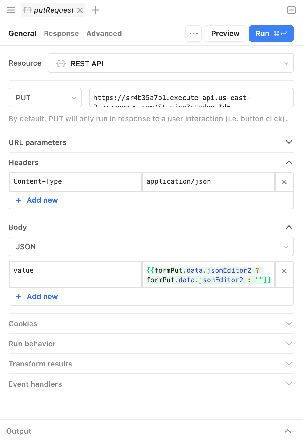 putRequest query