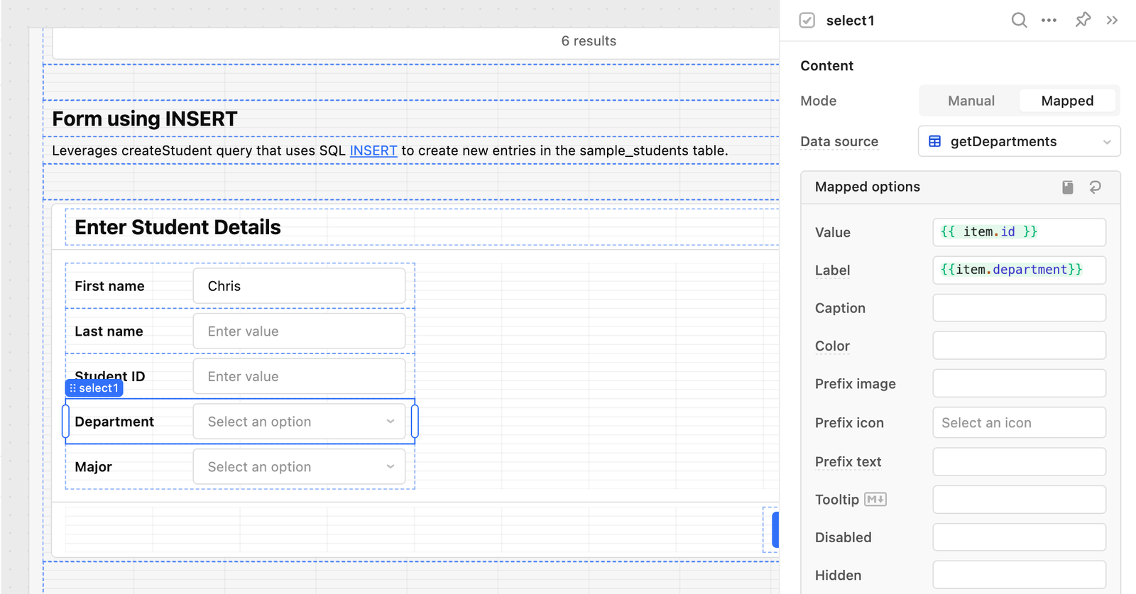 select1 component