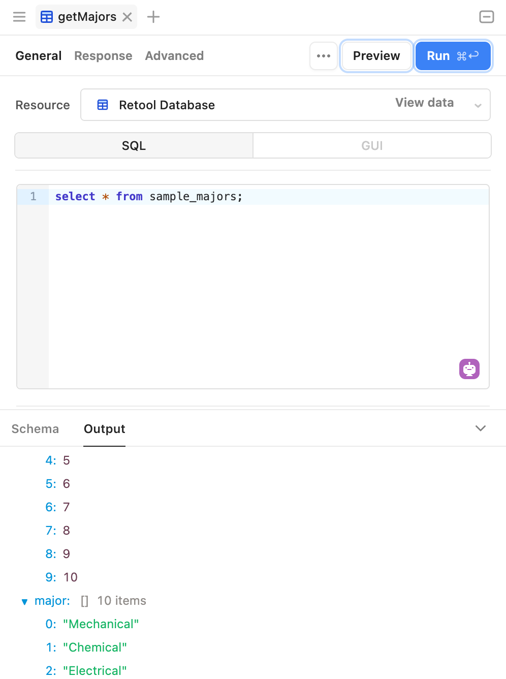 Preview query