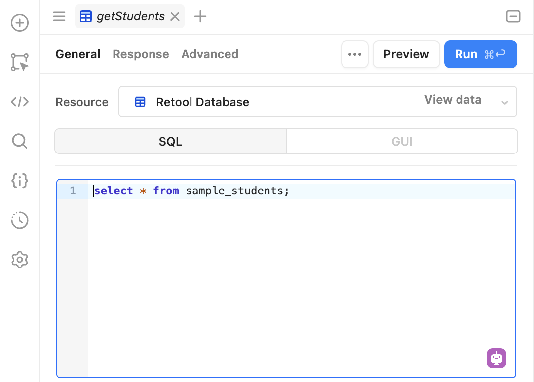 getStudents query