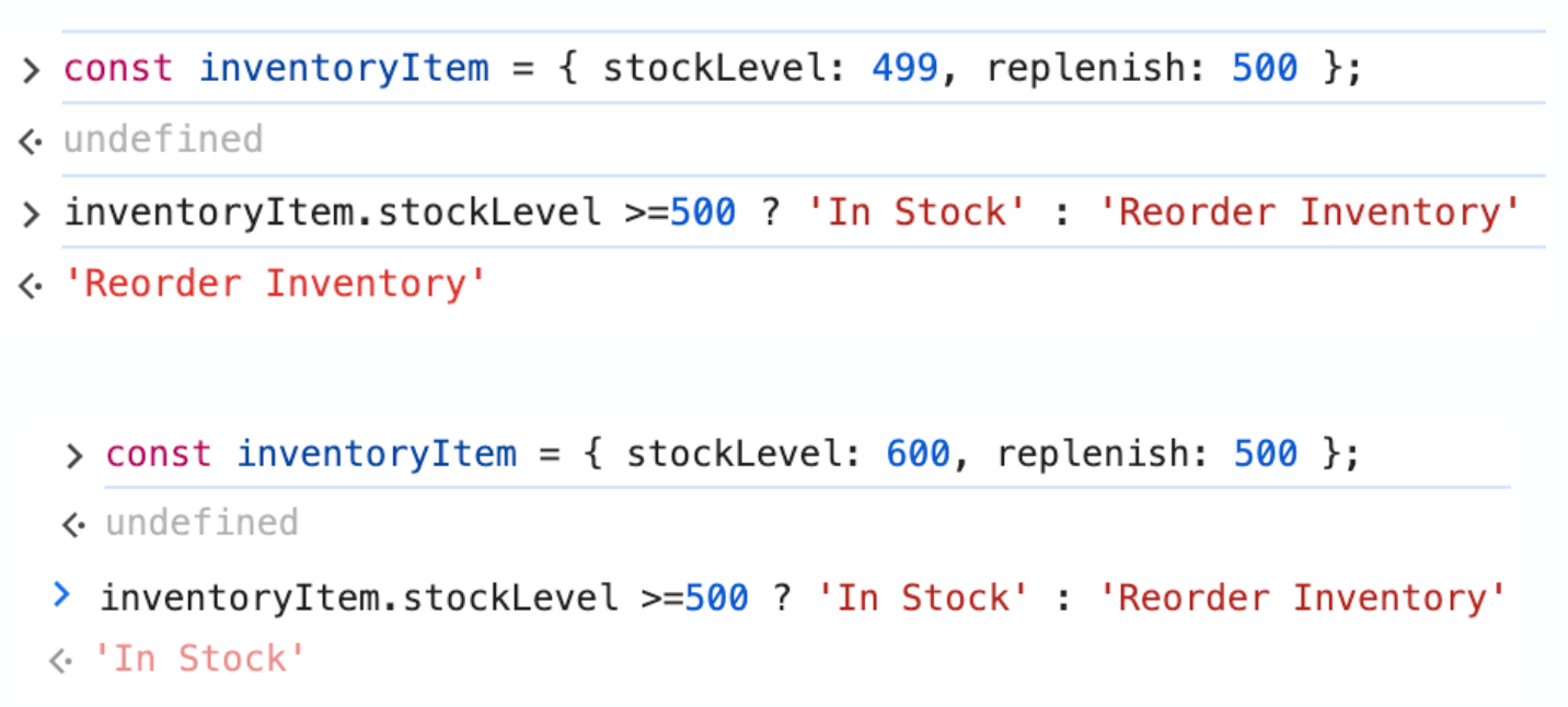 Ternary operator example
