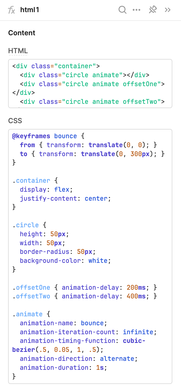 HTML component example.