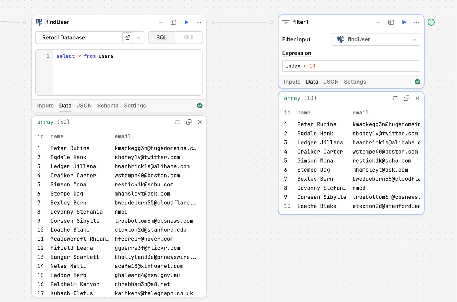 Filter results based on the item's index