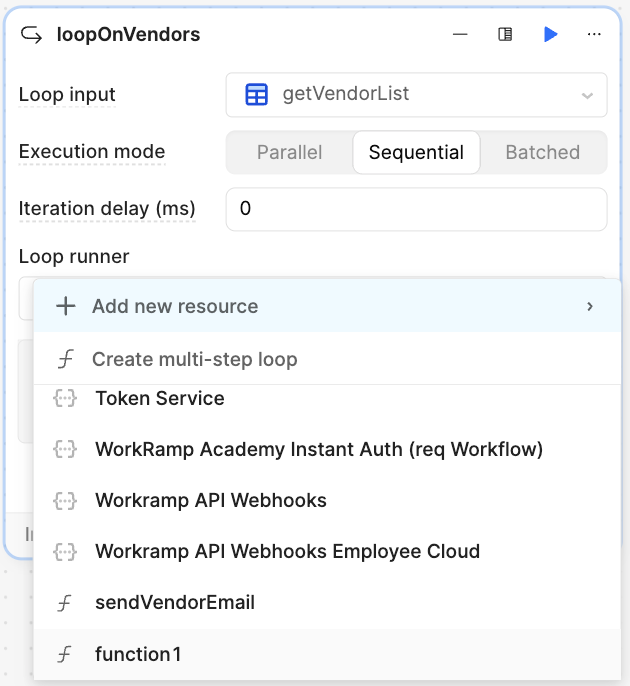 loopOnVendors Block