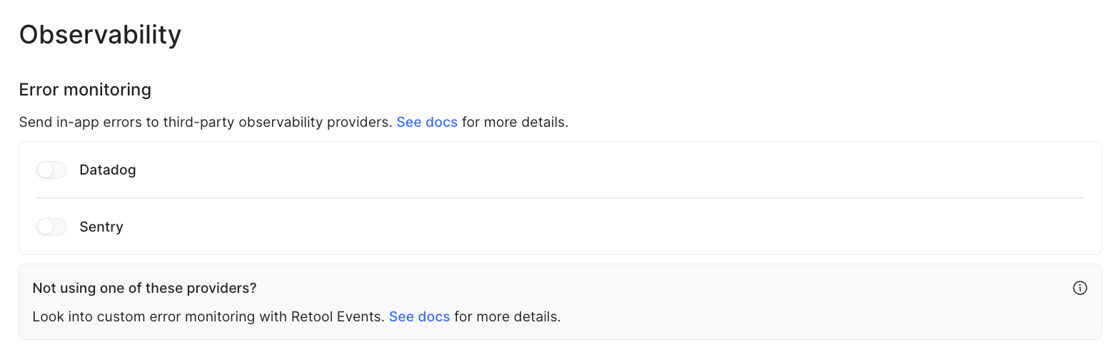 Error monitoring configuration