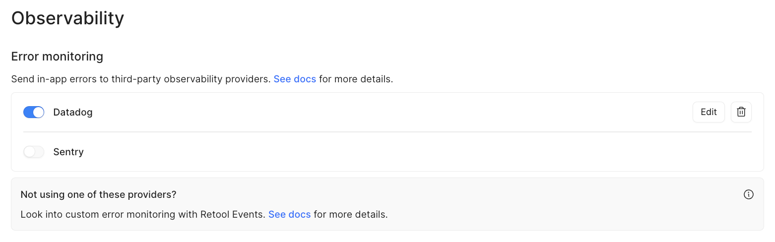 Error monitoring configuration