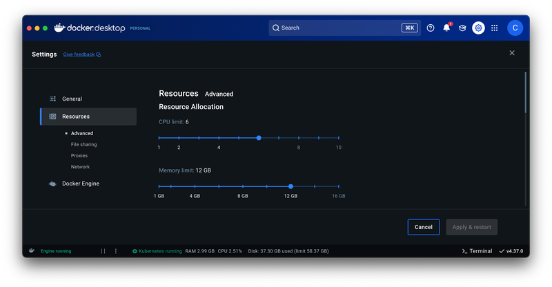 Docker Desktop Resources