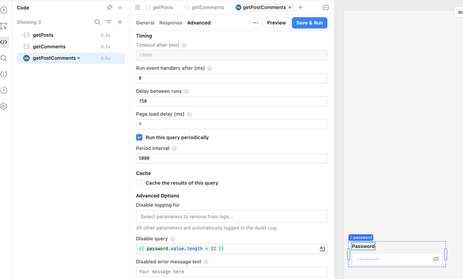 Configure Query Run Behavior Retool Docs