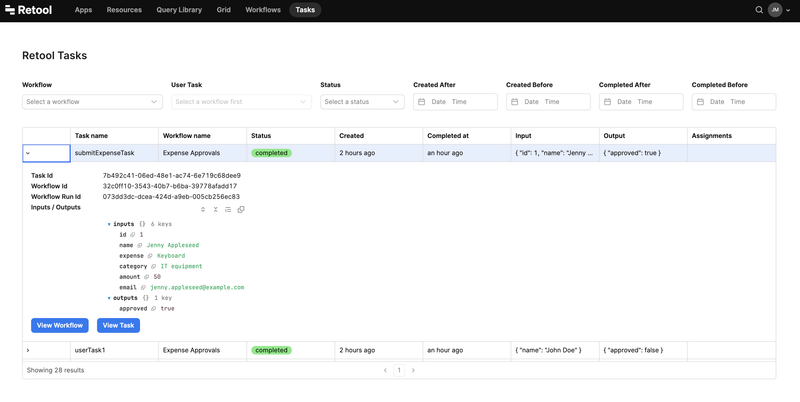 User Tasks Console