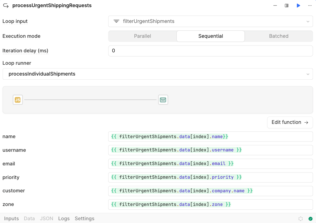 Loop Block for processing orders