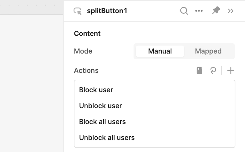 Split button options for blocking and unblocking users