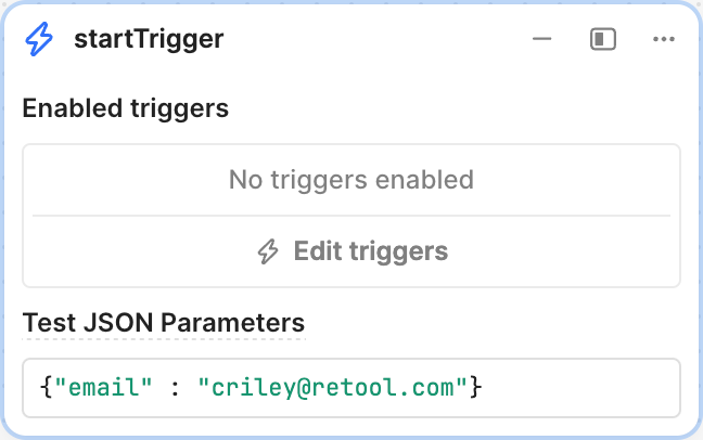 startTrigger with JSON parameter