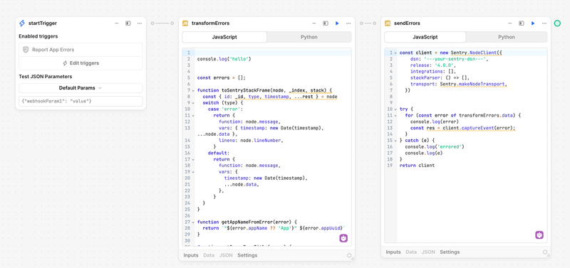 A workflow for the Report App Errors event.