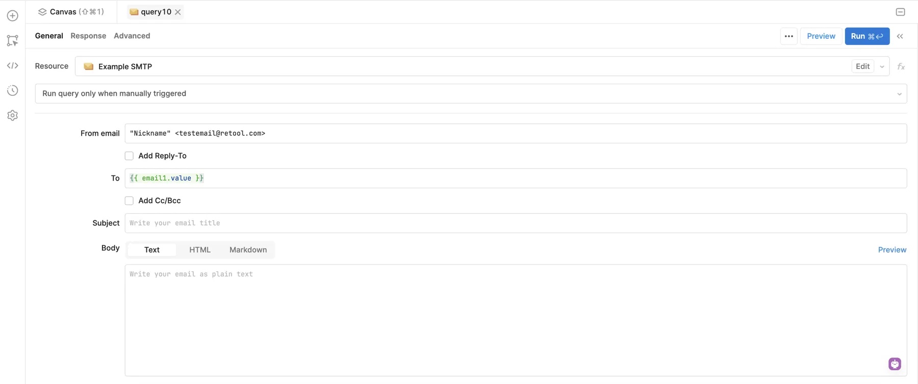 Write a query to send emails