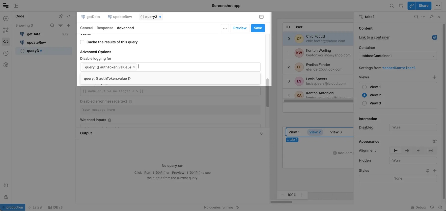 Disable tagging for query parameter