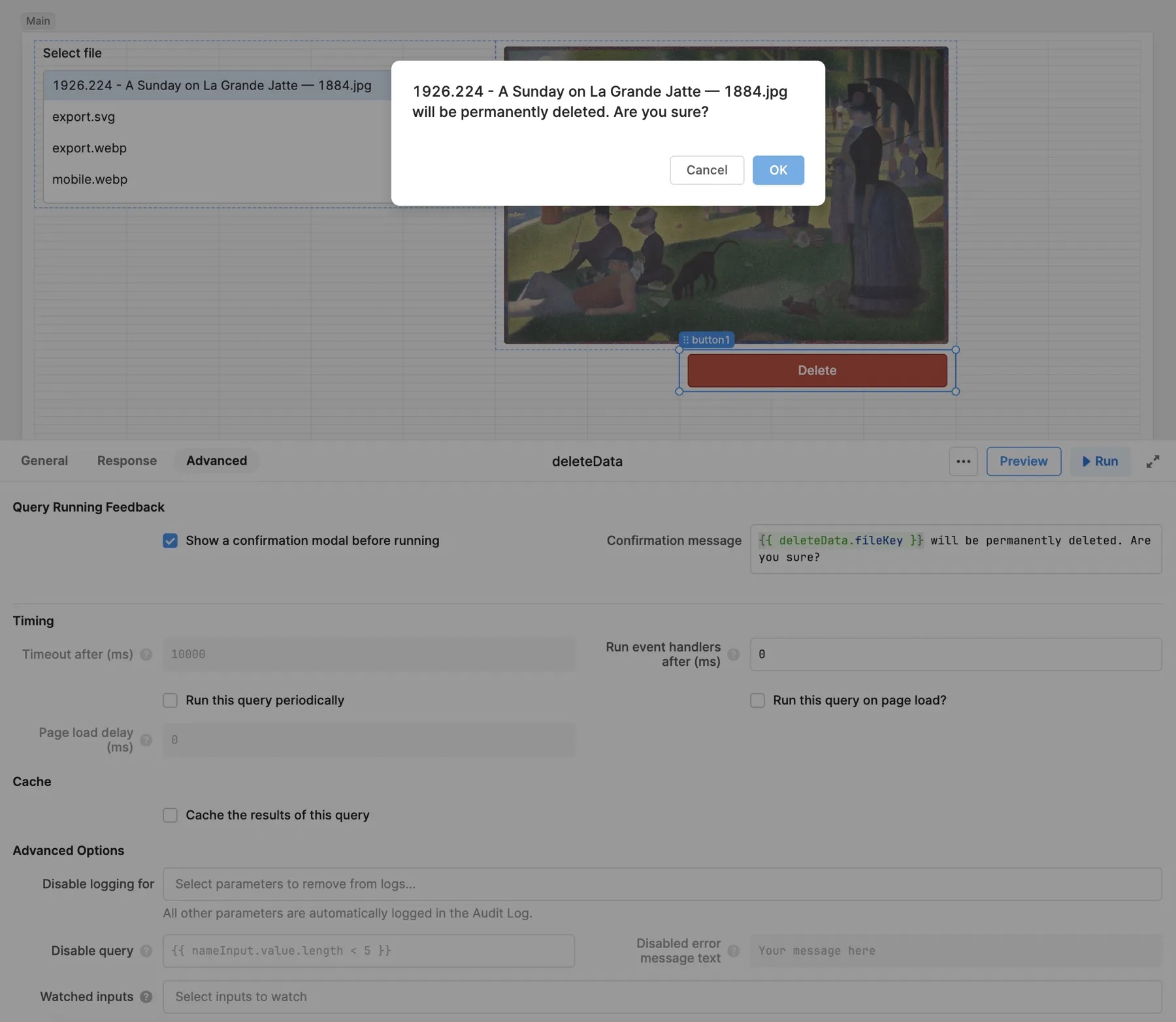 Delete a file with confirmation