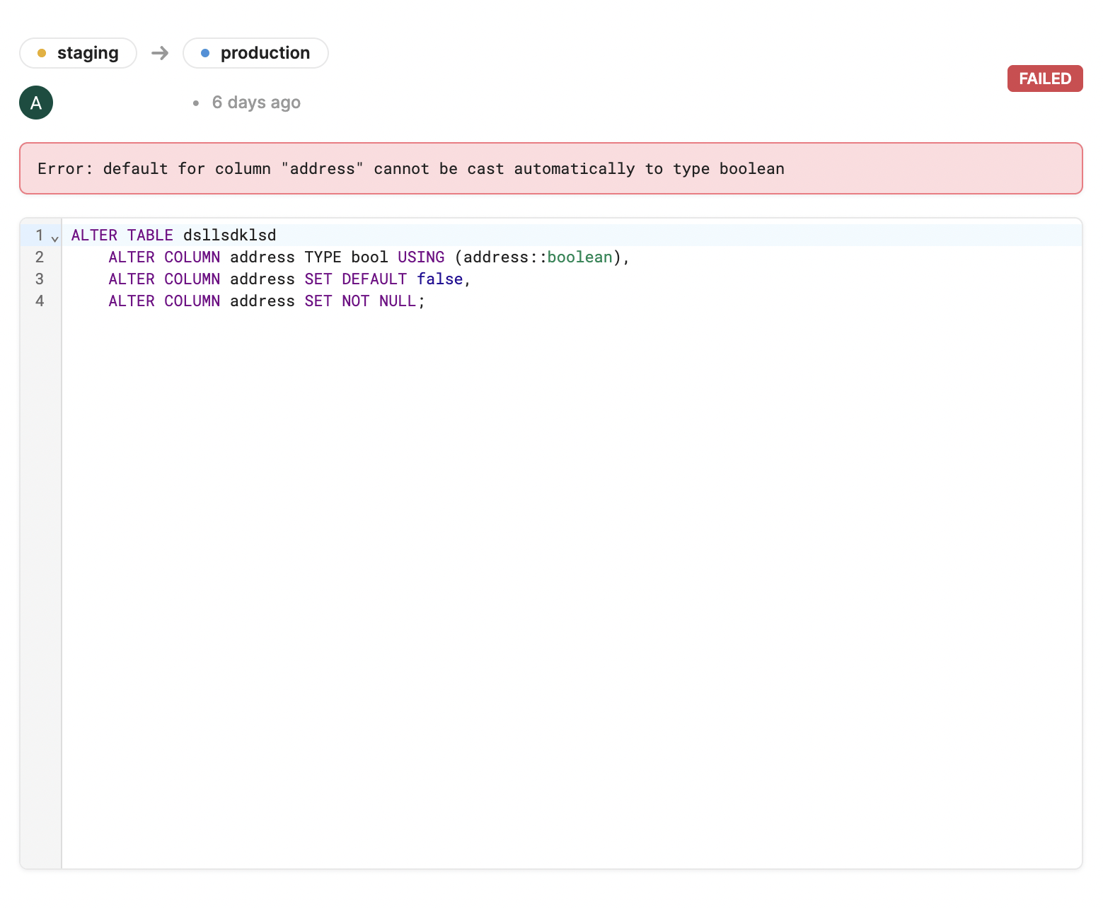 Failed migration example