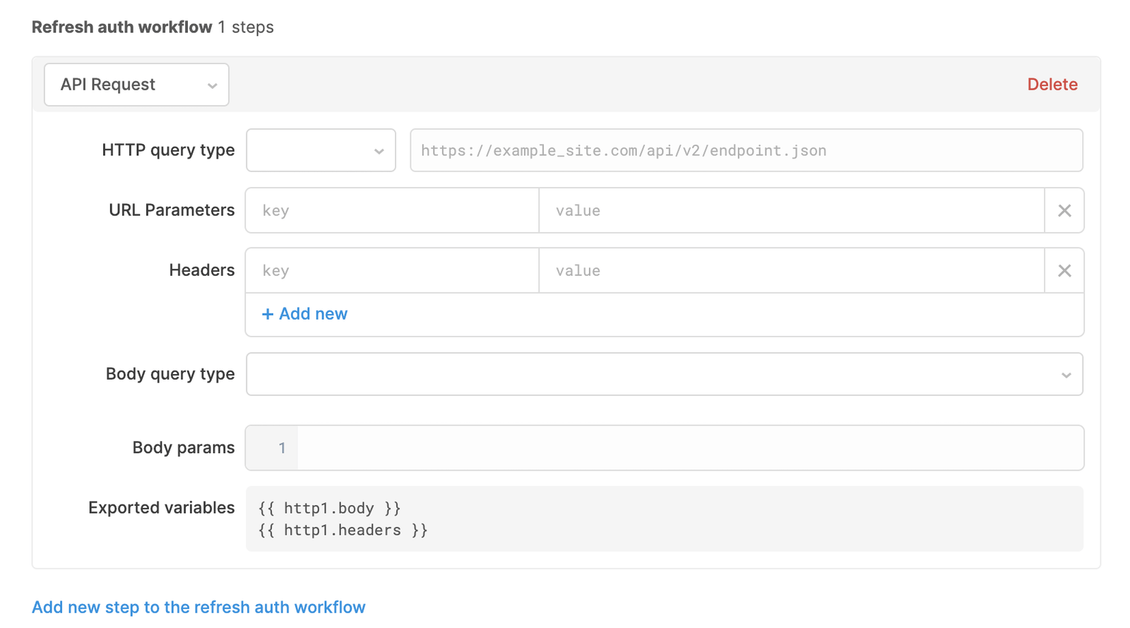 Configuring a refresh auth workflow