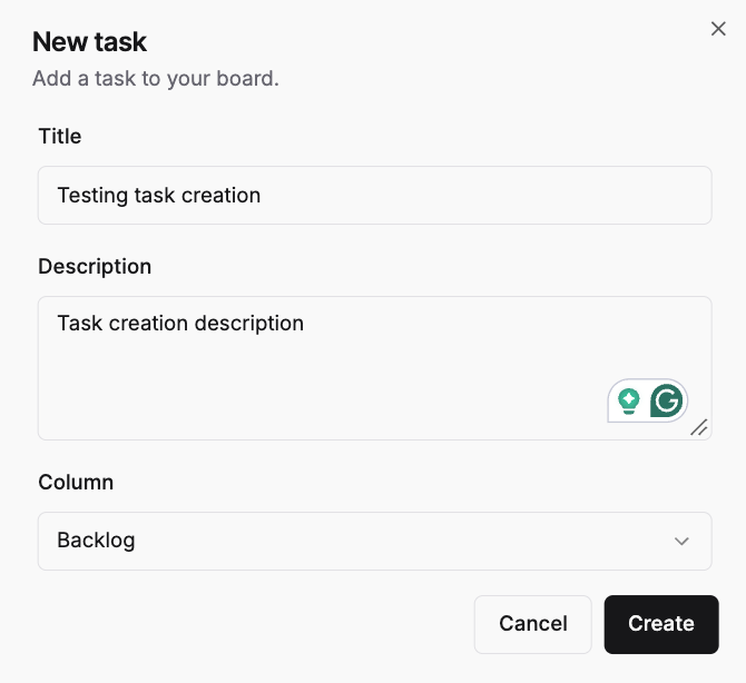 Add task dialog