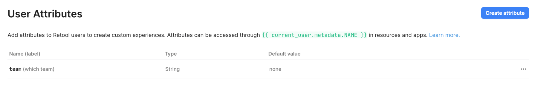 User Attribue List