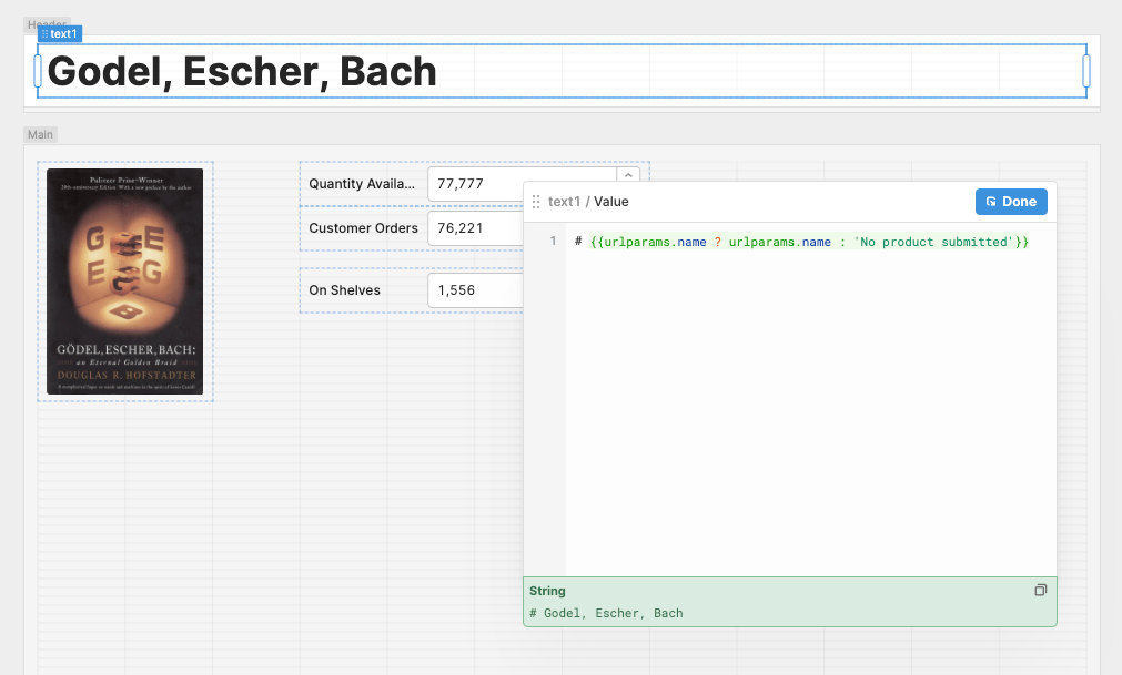 Using a query string value in a Text component.