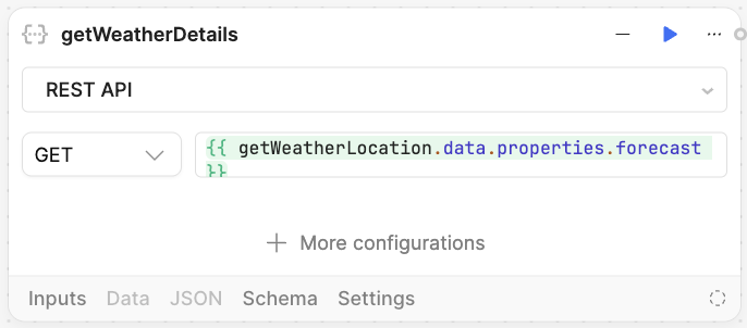 getWeatherDetails block configuration