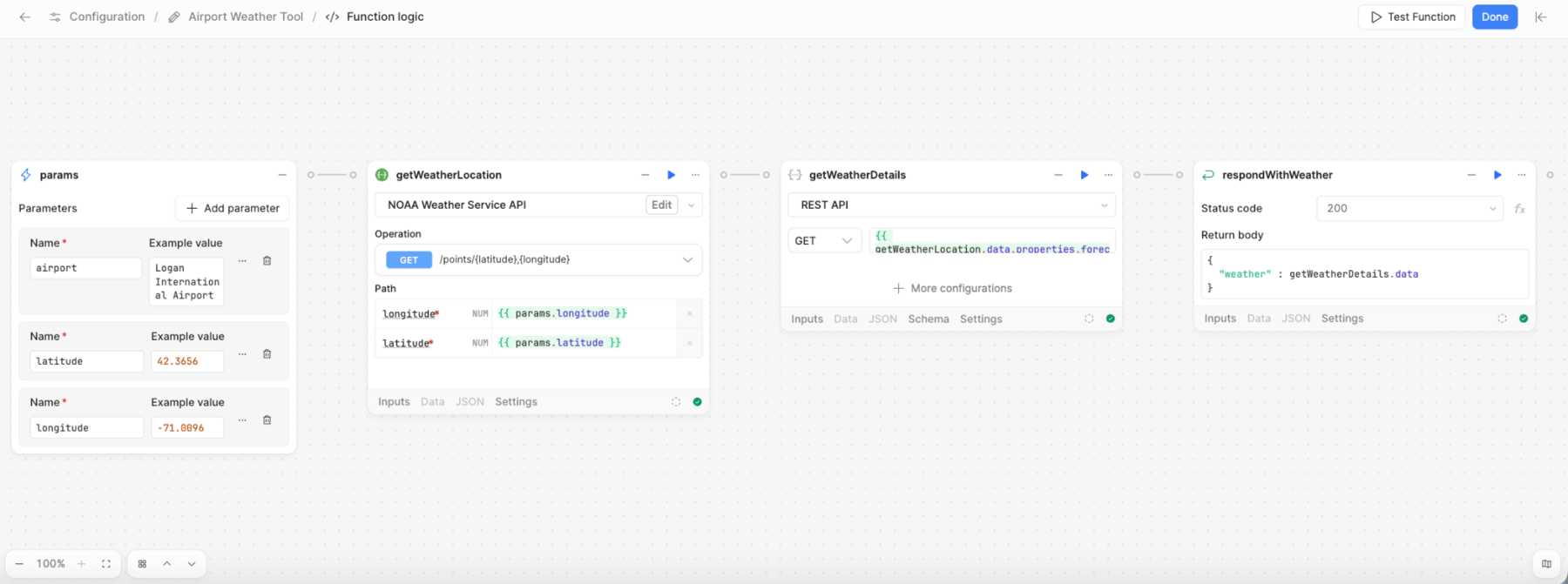 Completed Airport Weather Tool function