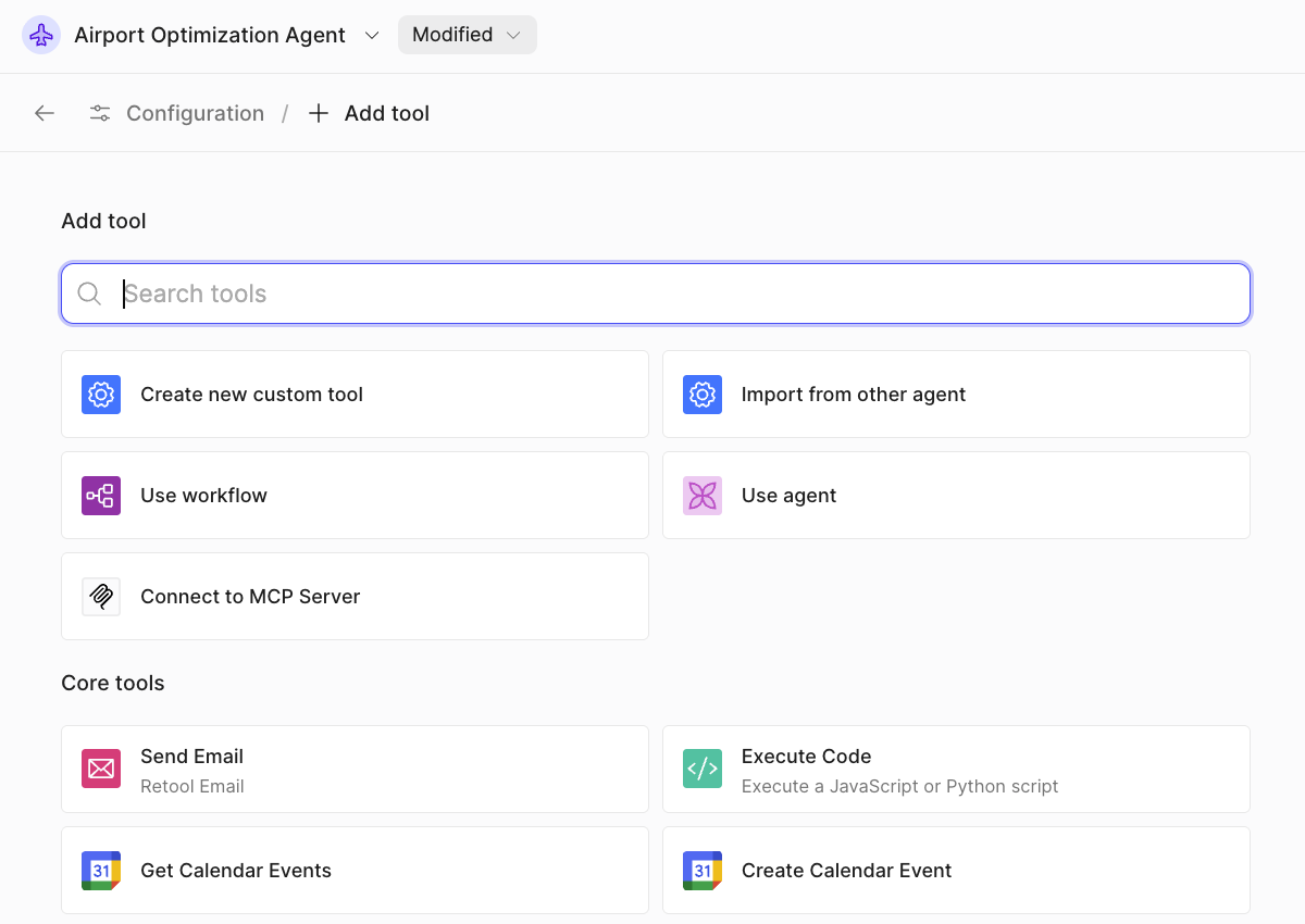 Create new custom tool dialog