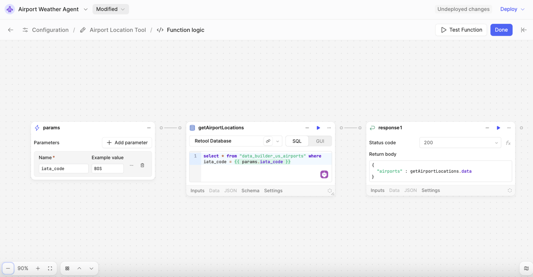 Airport Location Tool function editor