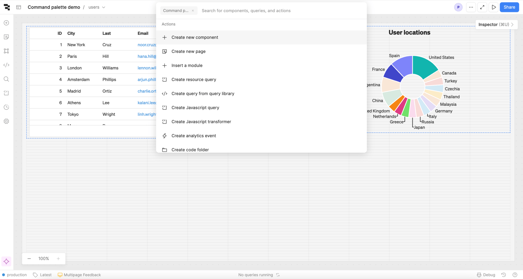 App commands in Command Palette