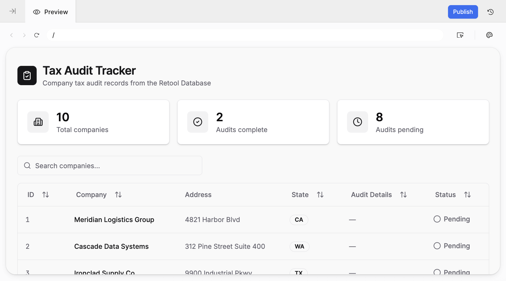 Generated tax audit app